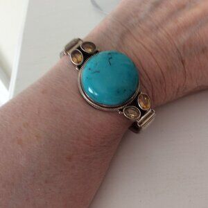 Vintage Turquoise and citrine 925 silver bracelet